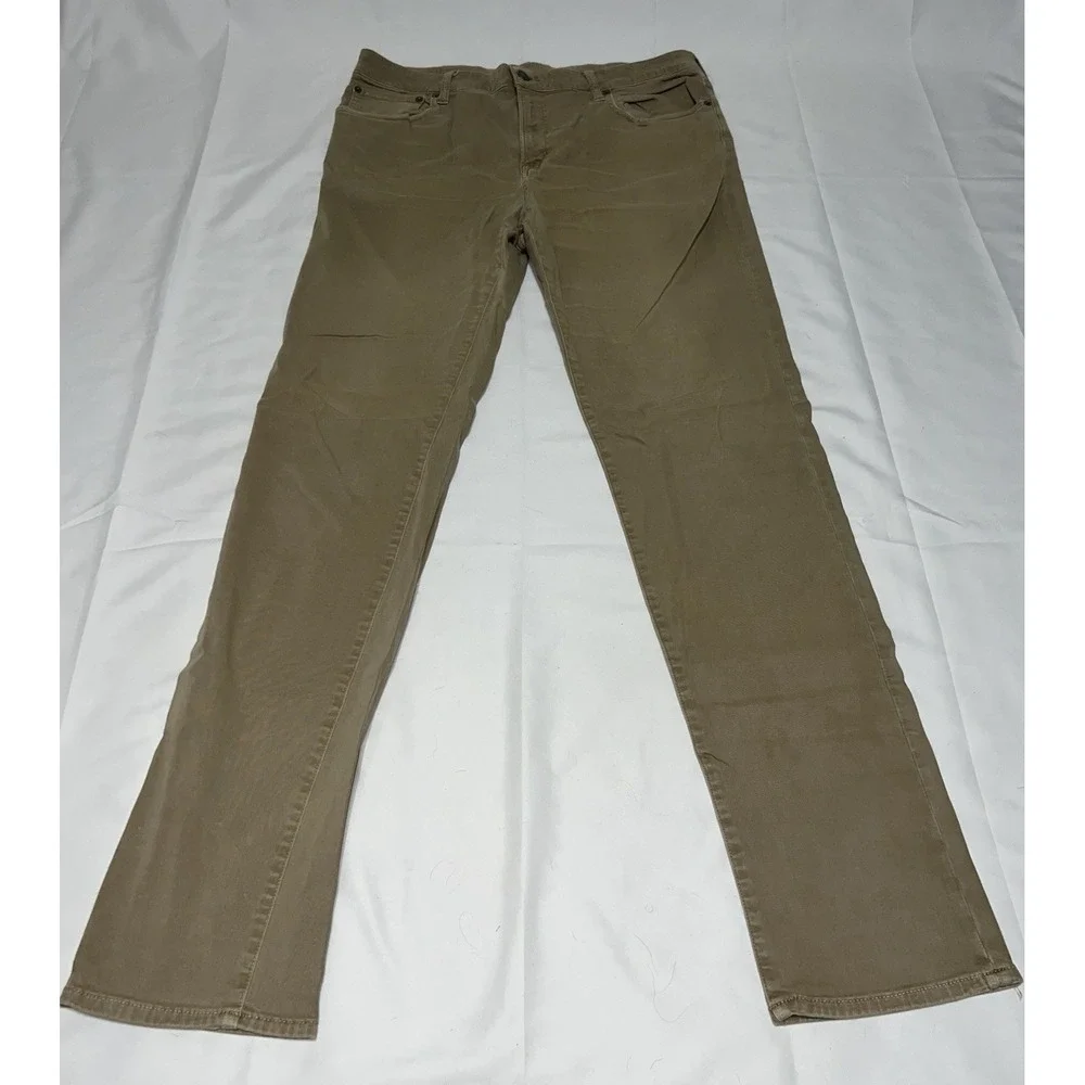 American Eagle Slim Straight Jeans Mens 38x36 Tan Stretch Flex